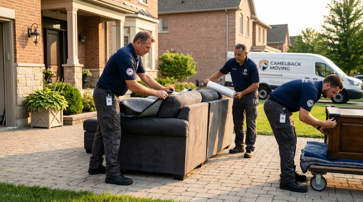Large estate moving crew wrapping furniture in Pikesville, MD